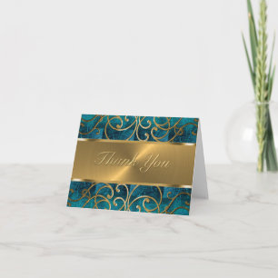Gold Filigree Swirls Thank You Card