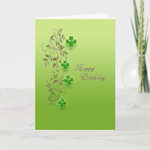 Gold Filigree With Shamrocks Birthday Card