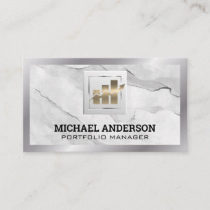 Gold Financial Chart Logo   Marble   Metallic Business Card