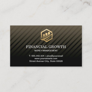 Gold Financial Icon Professional Black Modern Business Card