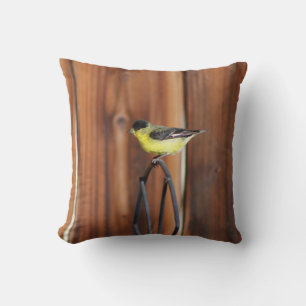Gold Finch and Old Wooden Fence  Cushion