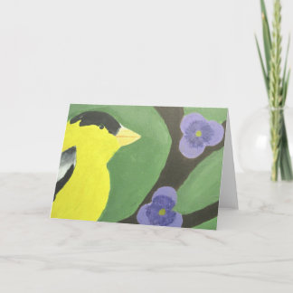 Gold Finch with Violets Thank You Card