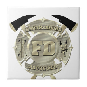 Gold Firefighter Brotherhood Symbol Tile