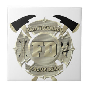 Gold Firefighter Brotherhood Symbol Tile