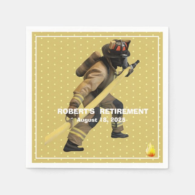 Gold Firefighters Retirement Napkin (Front)
