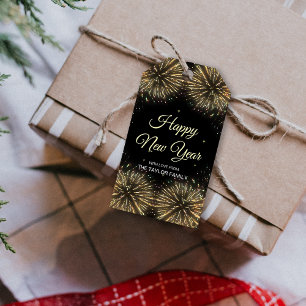 Gold Fireworks 2024 Happy New Year Gift Tags