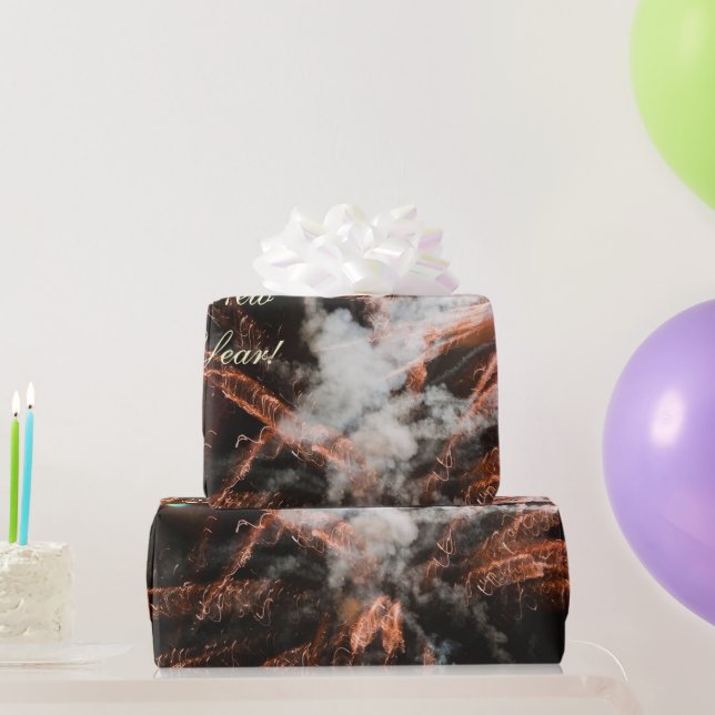 Gold fireworks abstract gold black smoke wrapping paper (Party Gifts)
