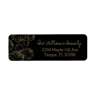 Gold Fireworks Address Label