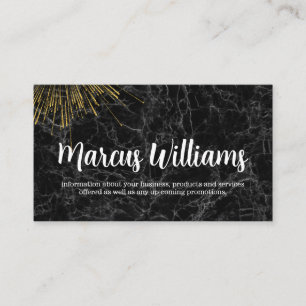 Gold Fireworks   Black Marble Business Card