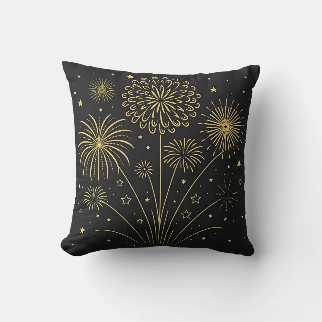 Gold Fireworks Premium Cushion (Front)