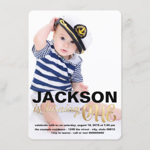 Gold First Birthday Invitation