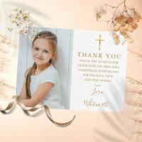 Gold First Holy Communion Photo Thank You