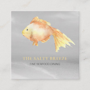*~* Gold Fish Beach Silver Sand Sea Dining Square Business Card