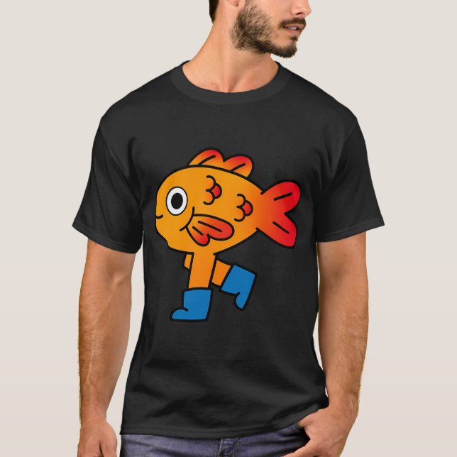 Gold fish boots art T-Shirt (Front)