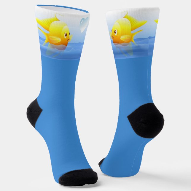 Gold Fish Couple Crew Socks (Angled)