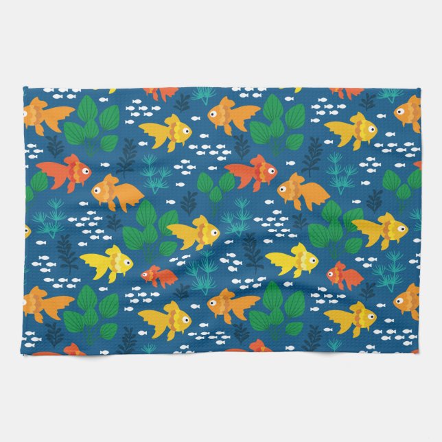 Gold Fish in Aquarium Tea Towel (Horizontal)