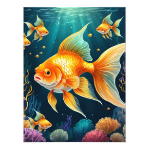 Gold Fish in Underwater Photo Print