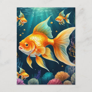 Gold Fish in Underwater Postcard