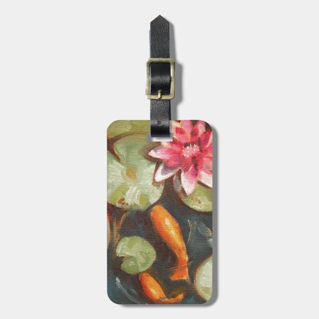 Gold Fish Koi Pond Water Lilies Luggage Tag (Front Vertical)