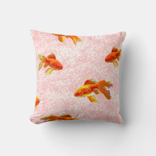 Gold fish pattern pink cushion