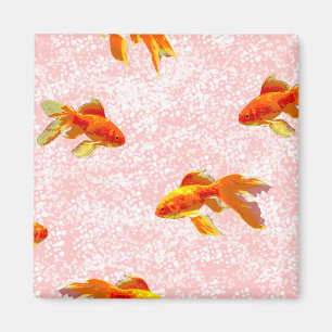Gold fish pattern pink magnet