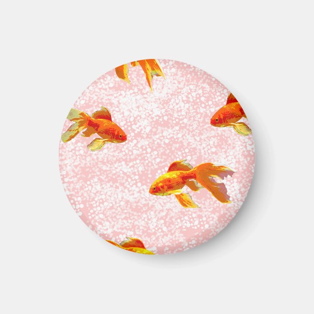 Gold fish pattern pink magnet (Front)
