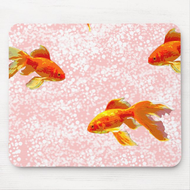 Gold fish pattern pink mouse mat (Front)