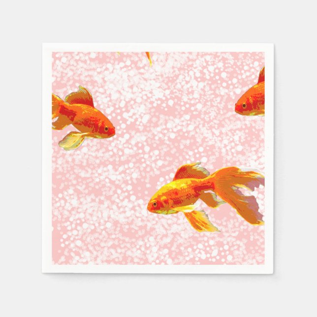 Gold fish pattern pink napkin (Front)