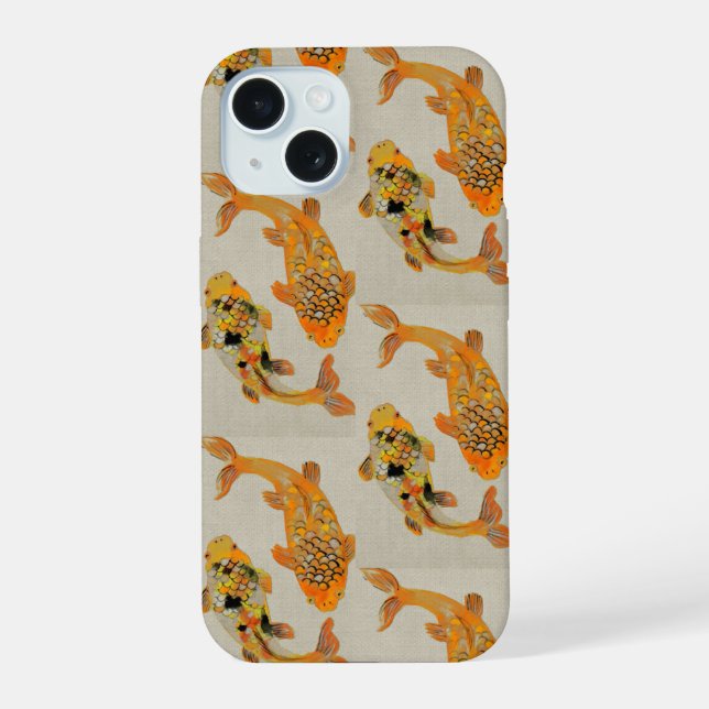 Gold Fish Pond iPhone 15 Case (Back)