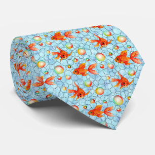 gold fishes and soap bubbles tie