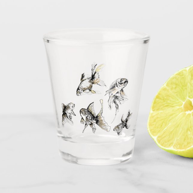 Gold fishes Shot Glass - Painting (Front)
