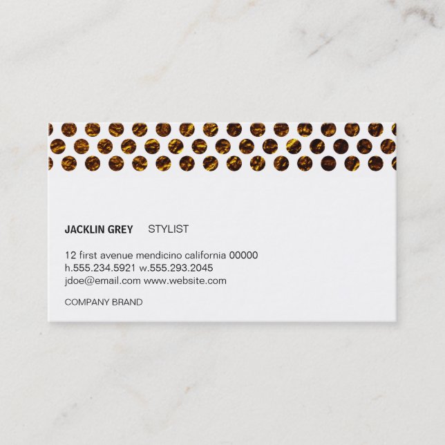 Gold Flake Polka Dots (white) Business Card (Front)