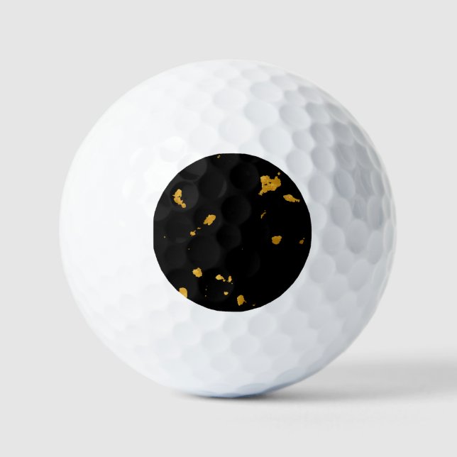 Gold Flakes Black Golf Balls (Front)