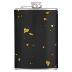 Gold Flakes Black Hip Flask