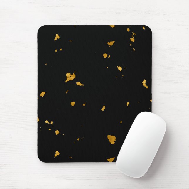 Gold Flakes Black Mouse Mat (With Mouse)
