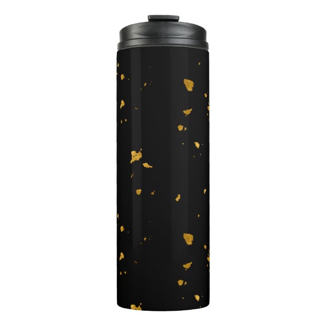 Gold Flakes Black Thermal Tumbler (Front)