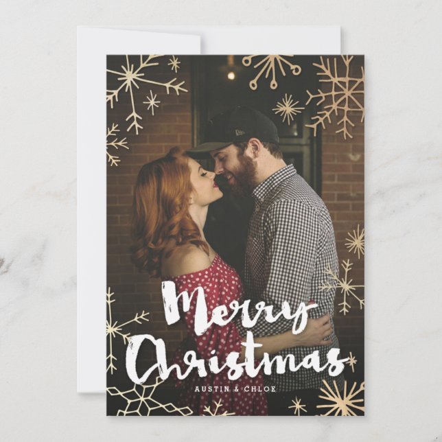 Gold Flakes Christmas Holiday Card (Front)