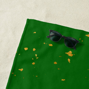 Gold Flakes on Emerald Green Beach Towel