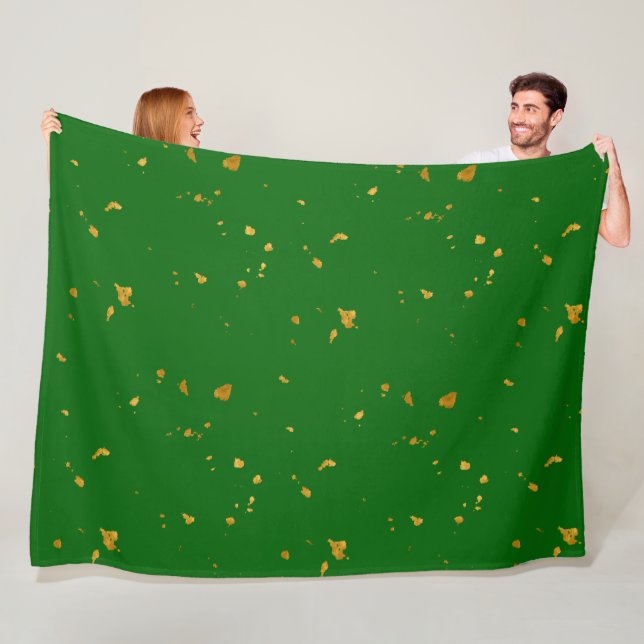 Gold Flakes on Emerald Green Fleece Blanket (In Situ)