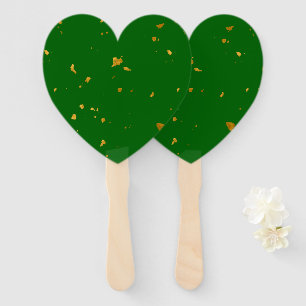 Gold Flakes on Emerald Green Hand Fan