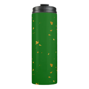 Gold Flakes on Emerald Green Thermal Tumbler