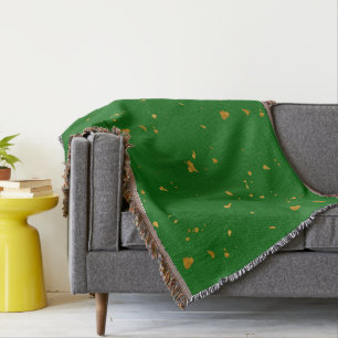 Gold Flakes on Emerald Green Throw Blanket