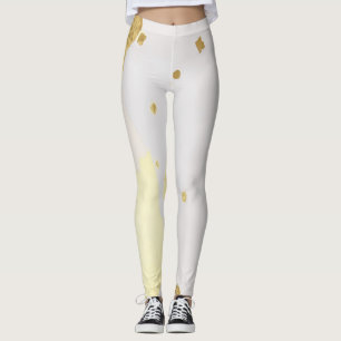 Gold Flaking on White Background Leggings