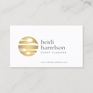 Gold Flatware Logo for Event Planner, Catering Business Card