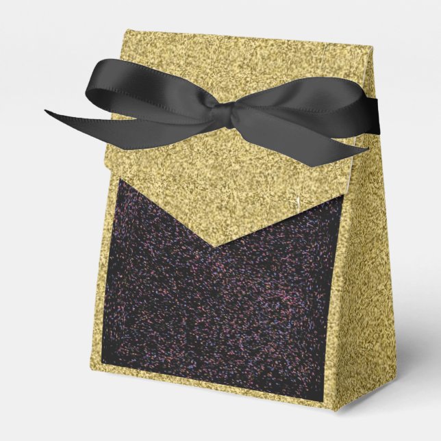 Gold Flecked with Black Speckled Design Favour Box (Front Side)