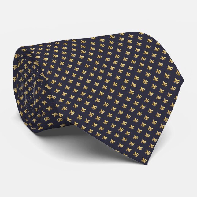 Gold Fleur De Les Tie (Rolled)
