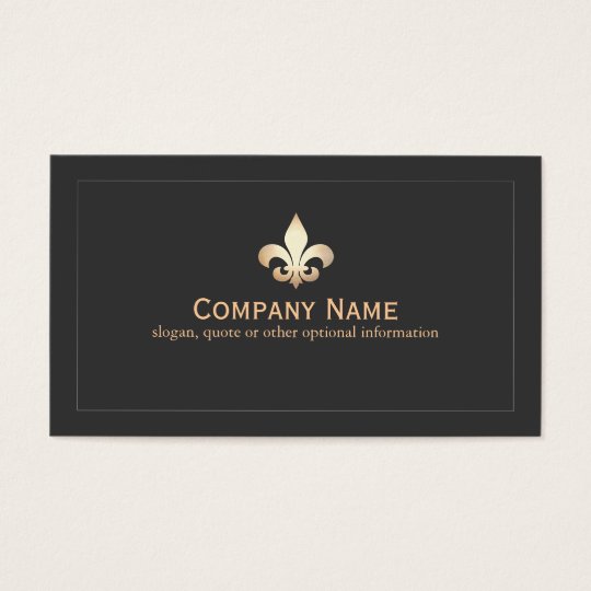 Gold Fleur De Lis Black Business Card
