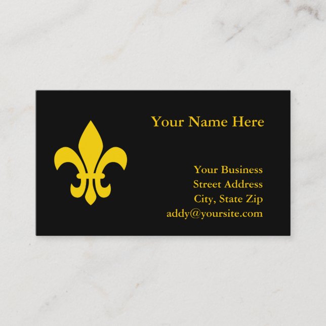 Gold Fleur de Lis Business Card (Front)