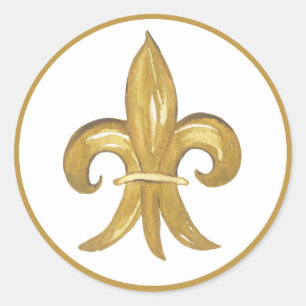 Gold Fleur de lis Classic Round Sticker