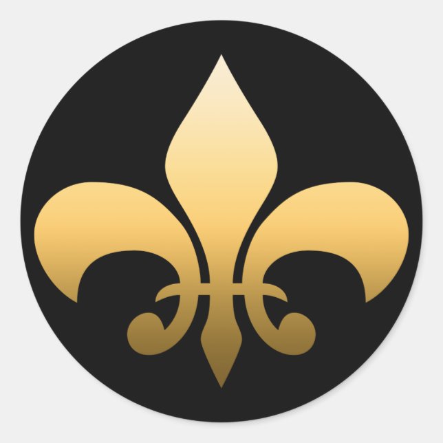 Gold Fleur de Lis Classic Round Sticker (Front)